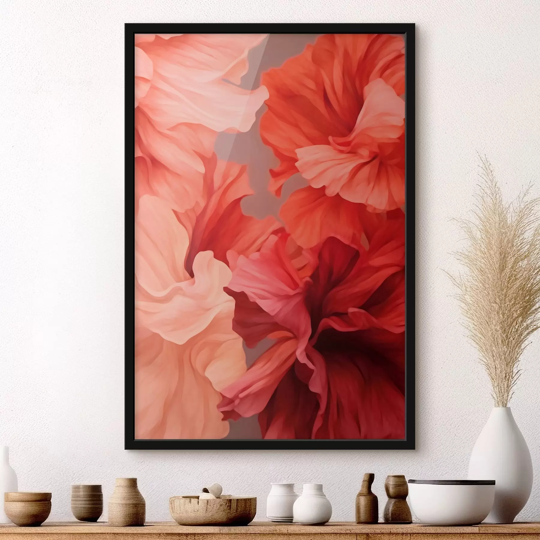 Fototapete Warme rote Mohnblumen f41488