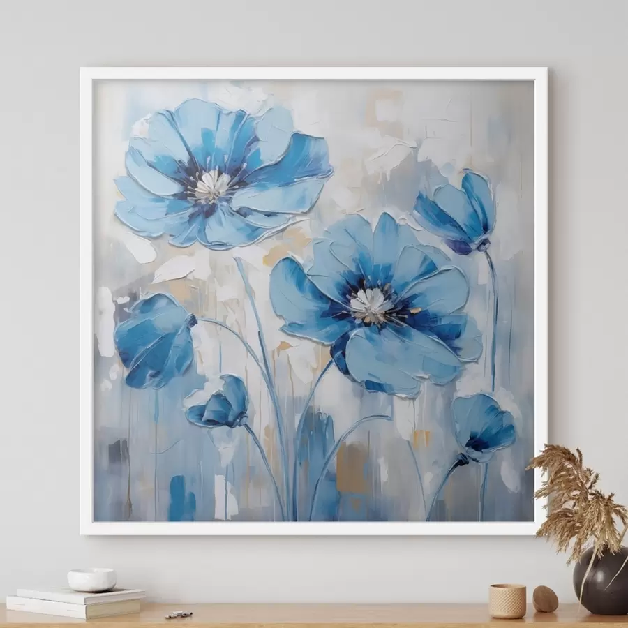 Fototapete Blaue Blumen gemalt f41597
