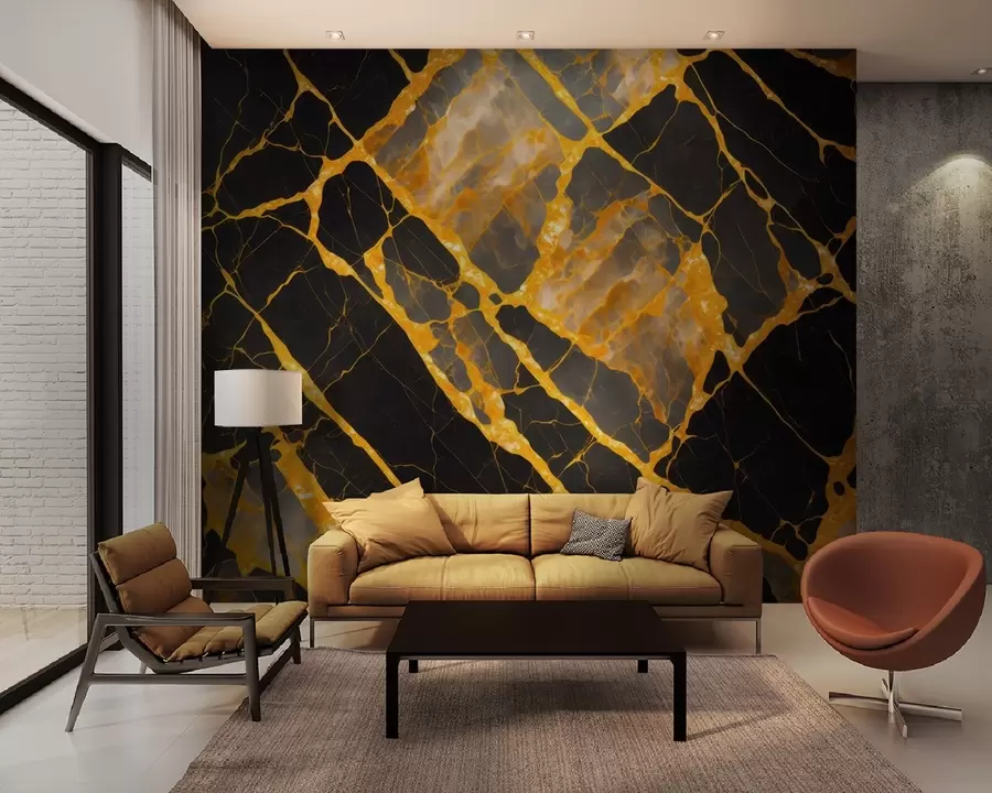 Fototapete Auffälliger Kontrast von Schwarz und Orange u94111