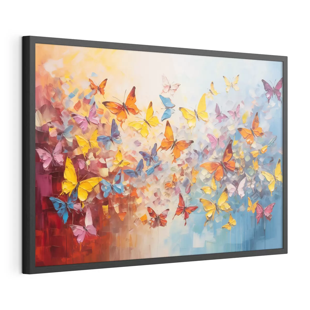 Poster Viele Schmetterlinge mit Farbe f41561