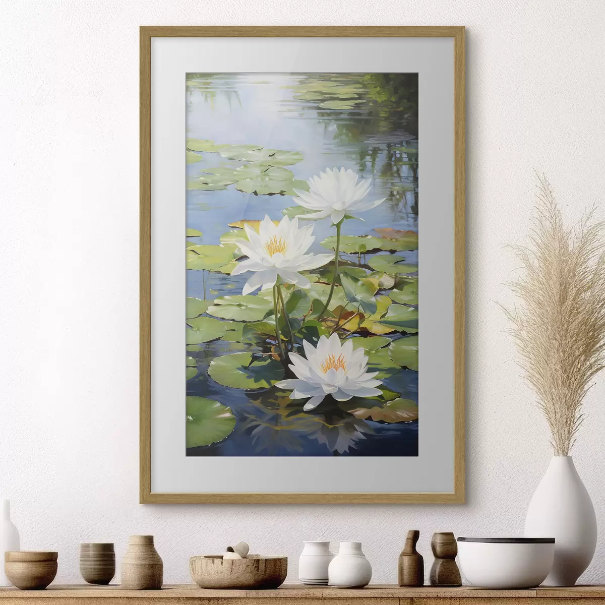 Poster Drei Seerosen auf dem Wasser f41572