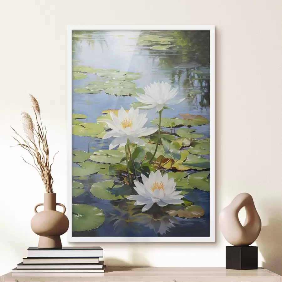Fototapete Drei weiße Seerosen, Lotosblumen f41572