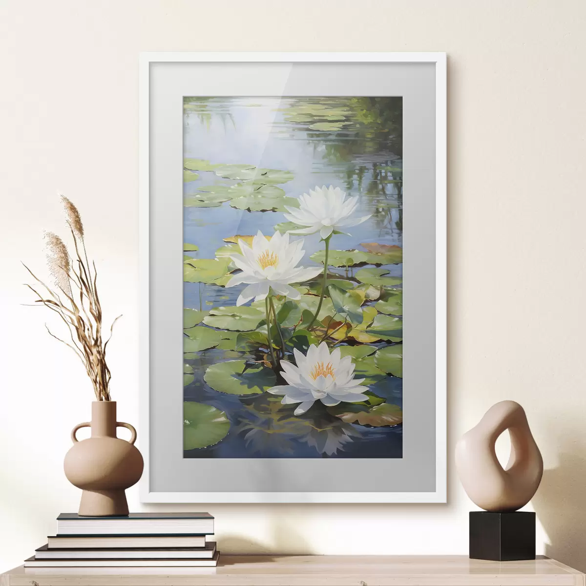 Poster Drei Seerosen auf dem Wasser f41572