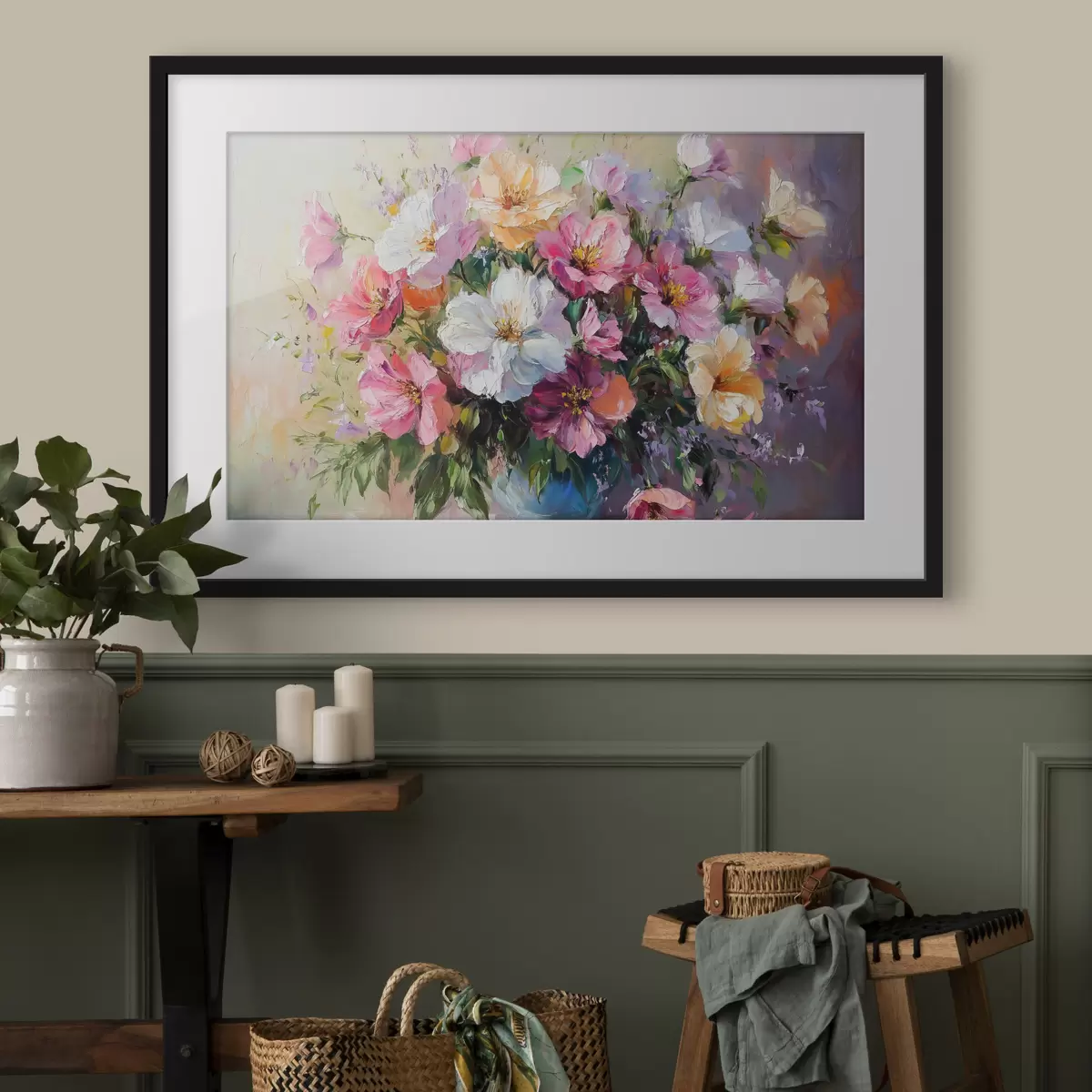 Poster Gartenstrauß in blauer Vase f41630