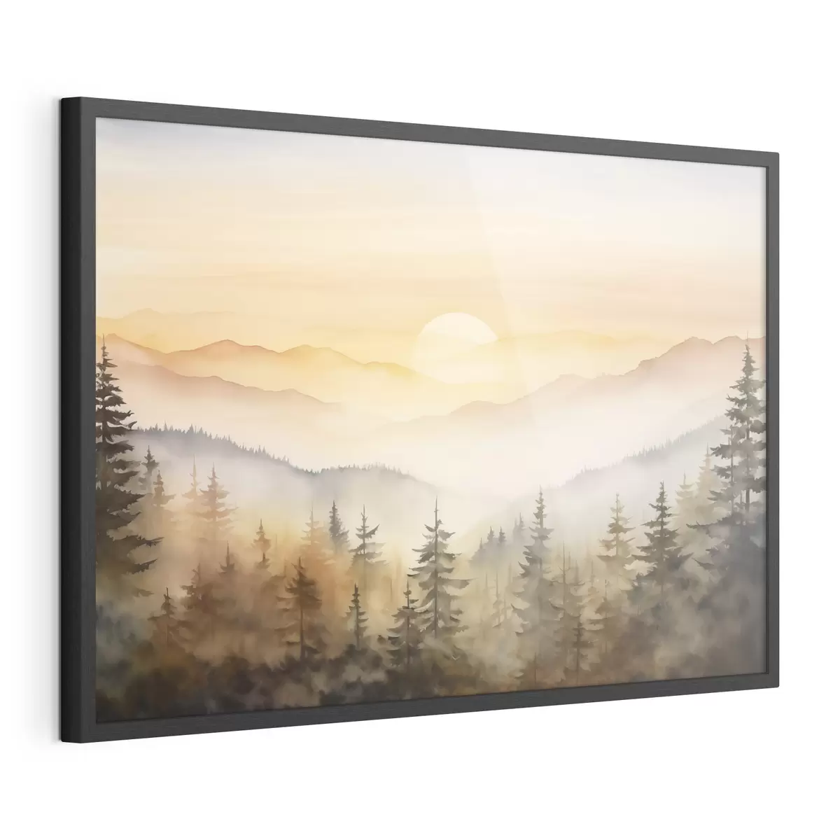 Poster Sonne über Kiefernbergen f41645