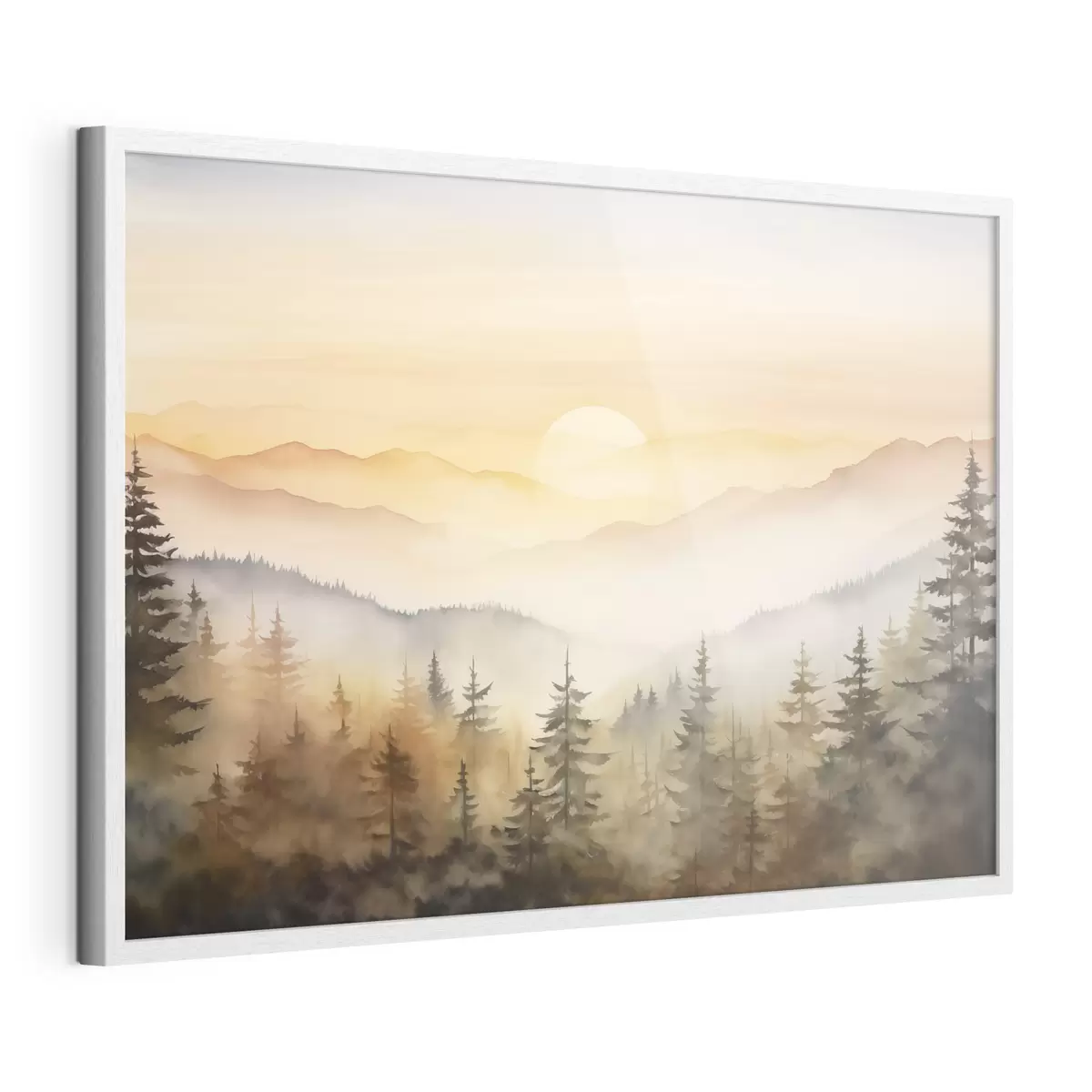 Poster Sonne über Kiefernbergen f41645