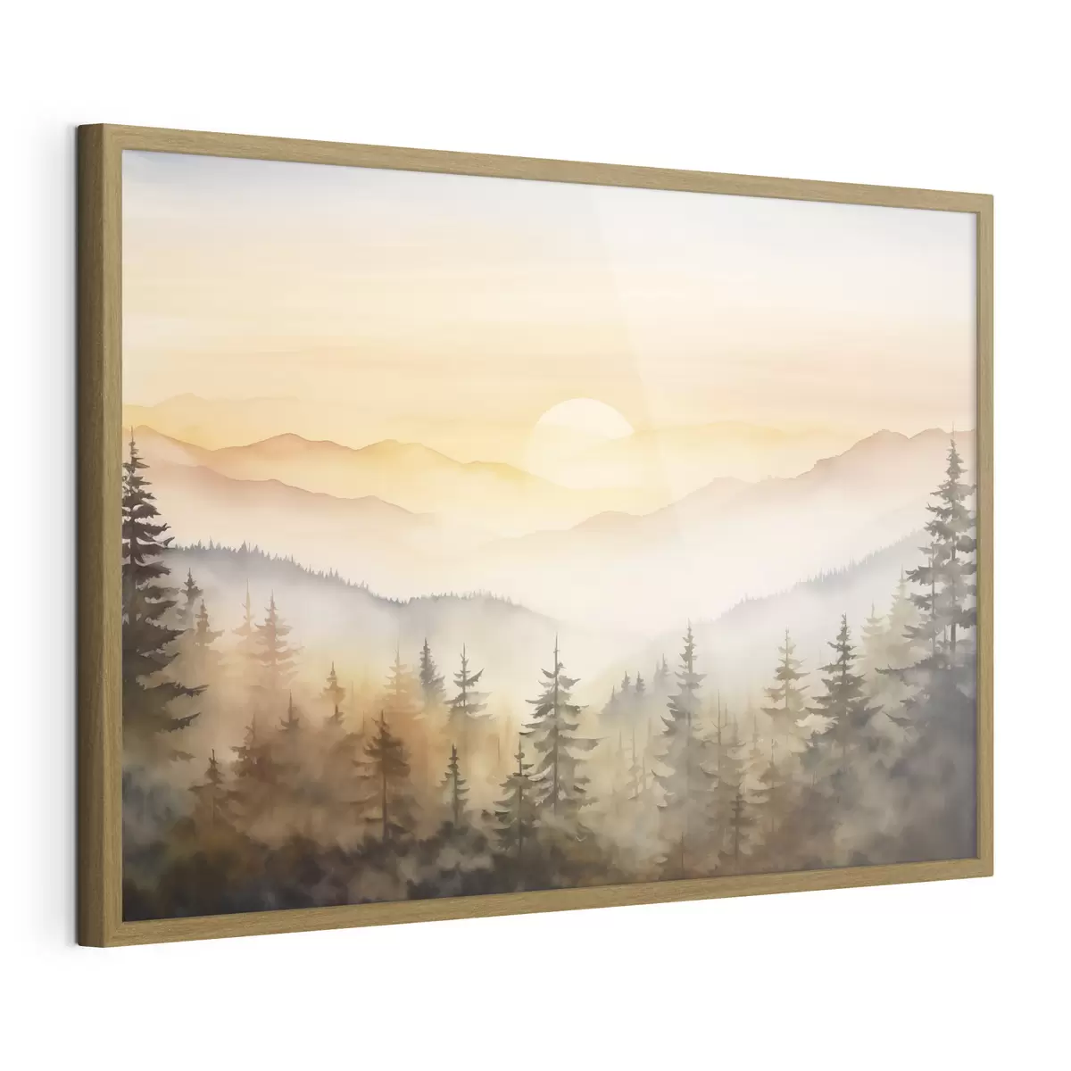 Poster Sonne über Kiefernbergen f41645