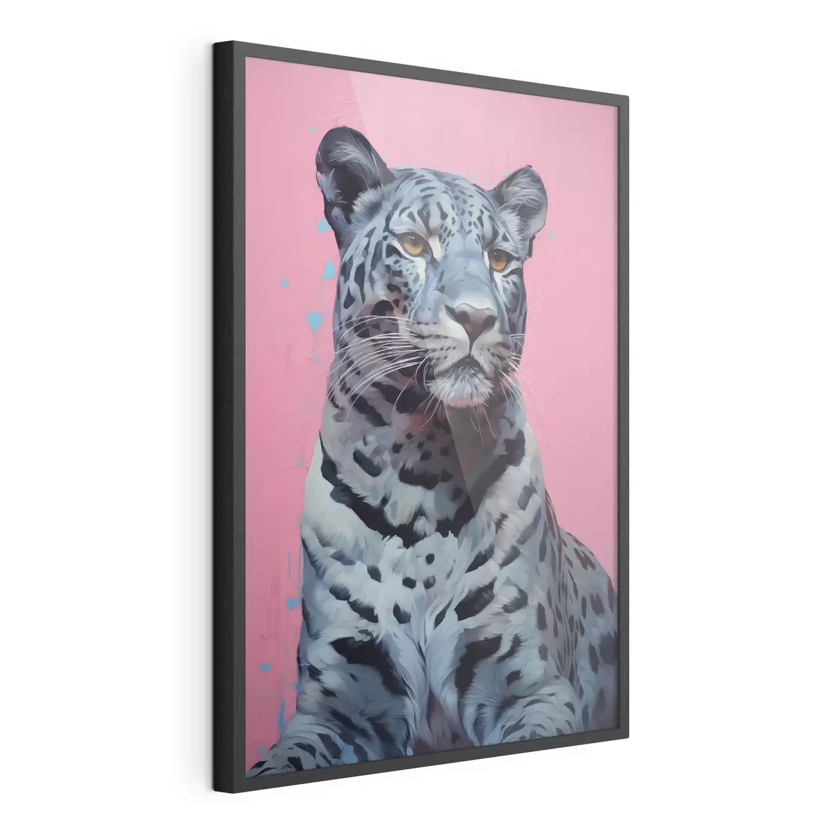 Poster Blauer Tiger auf rosa Hintergrund f41658