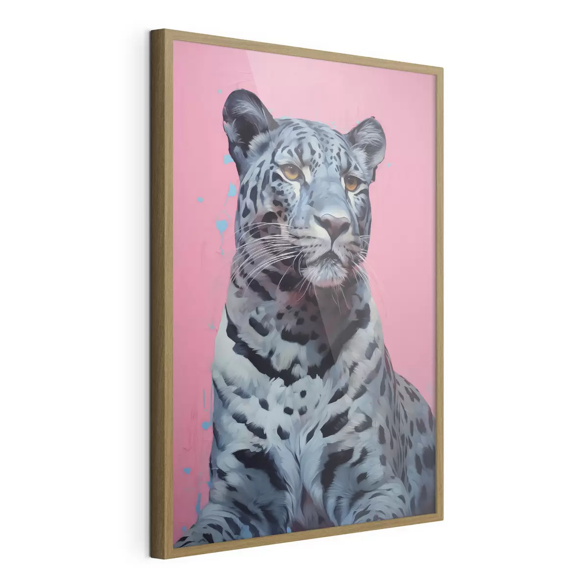 Poster Blauer Tiger auf rosa Hintergrund f41658