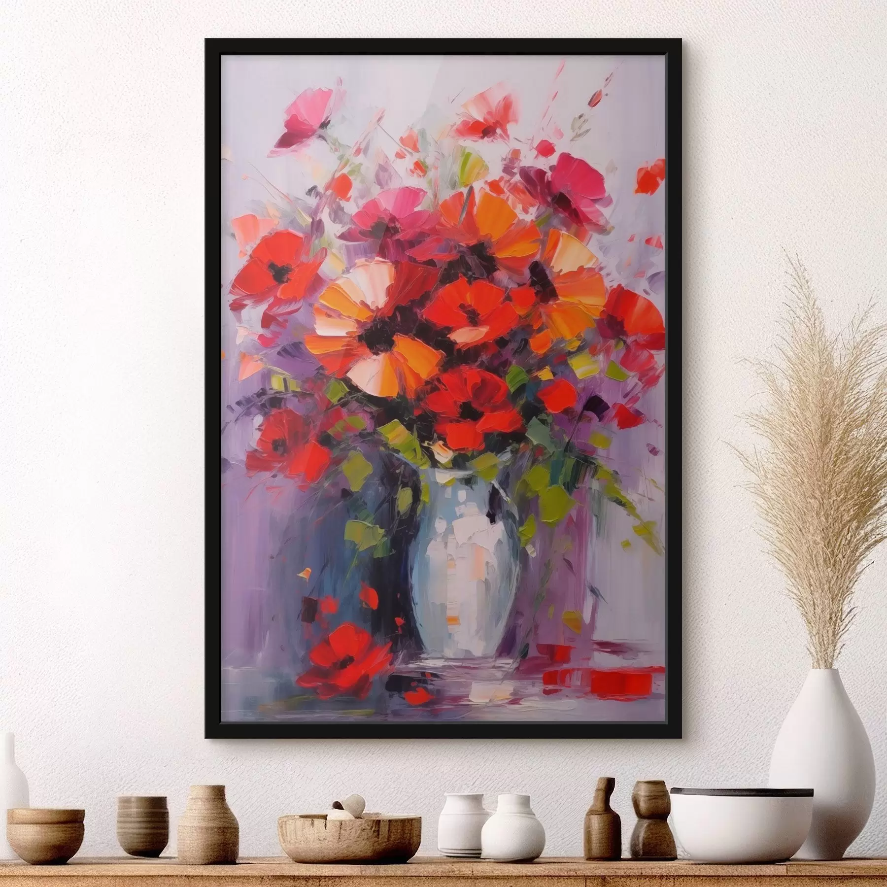 Fototapete Strauß roter Mohnblumen f41666