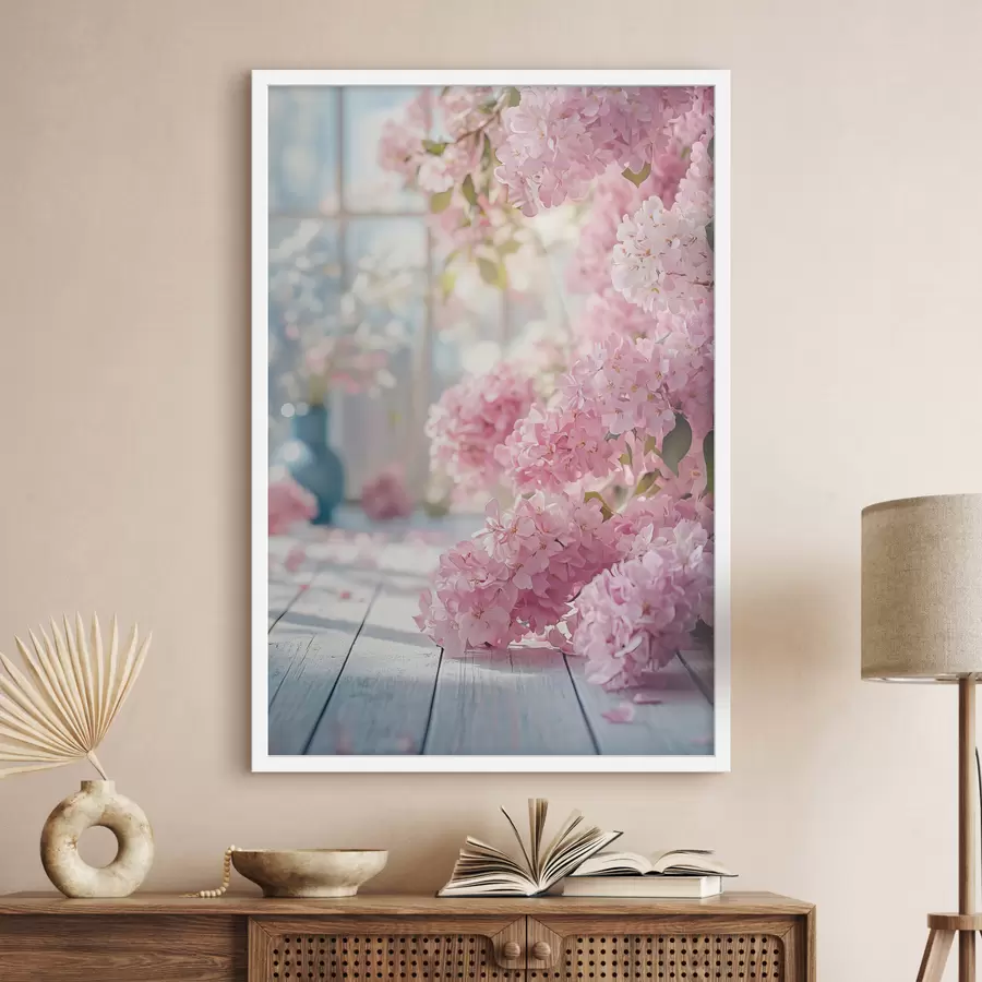 Fototapete Rosa Flieder auf dem Hintergrund des Fensters f41748