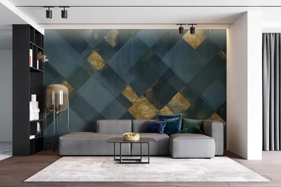 Fototapete moderne Geometrie in luxuriösem Stil mit smaragdgrünem Farbton w02340v1