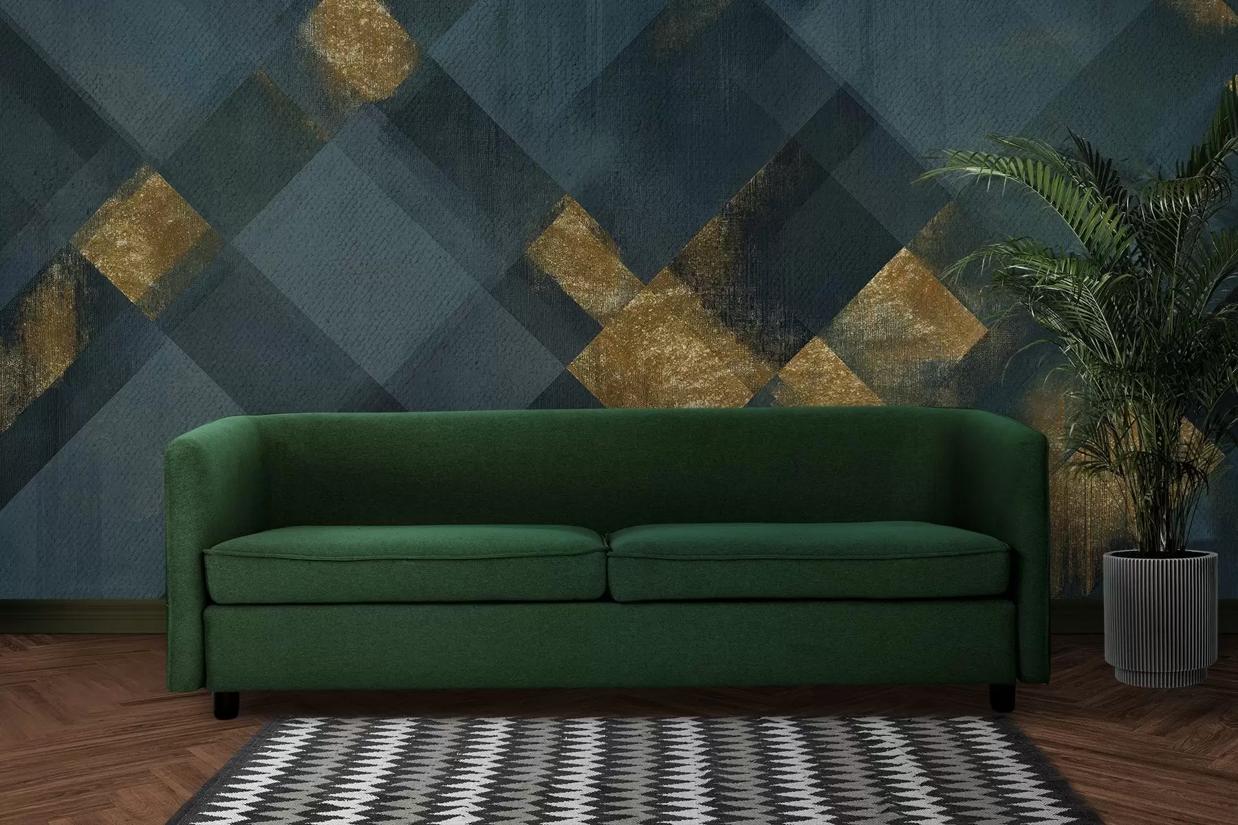 Fototapete moderne Geometrie in luxuriösem Stil mit smaragdgrünem Farbton w02340v1