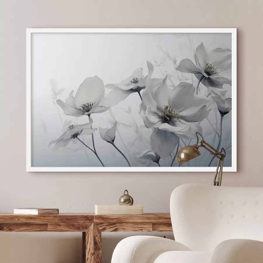 Fototapete Zarte graue Blumen f41829