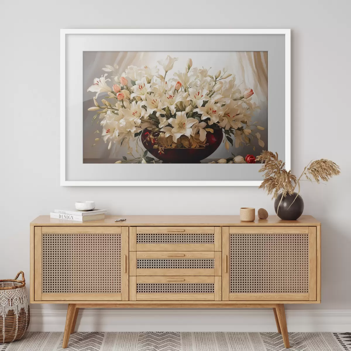 Poster Blumenstrauß in roter volumetrischer Vase f41510