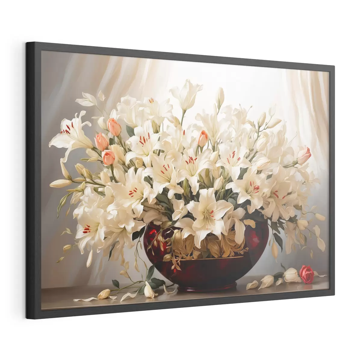 Poster Blumenstrauß in roter volumetrischer Vase f41510
