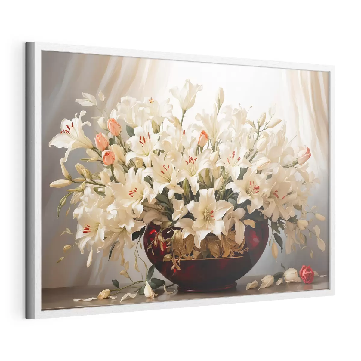 Poster Blumenstrauß in roter volumetrischer Vase f41510