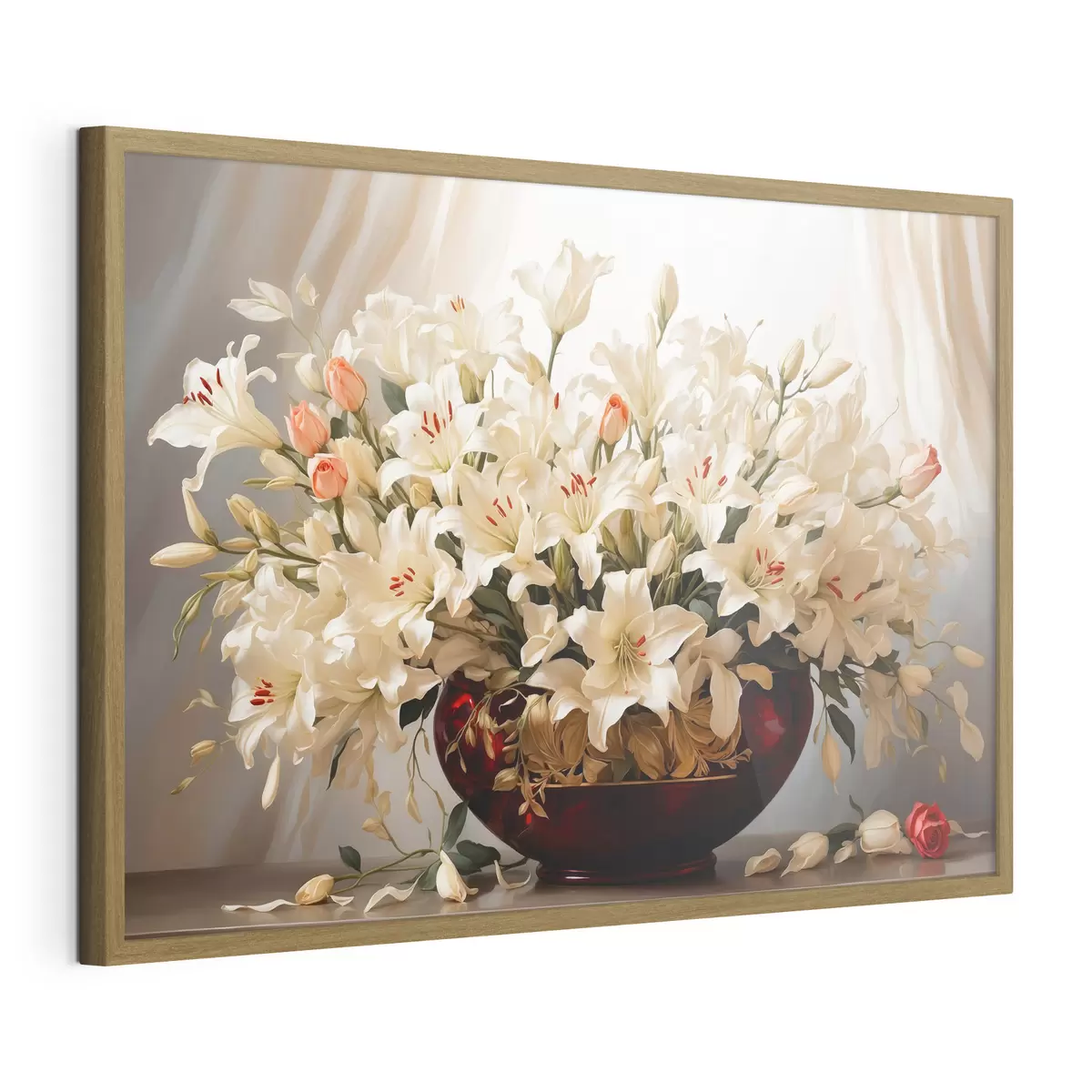 Poster Blumenstrauß in roter volumetrischer Vase f41510