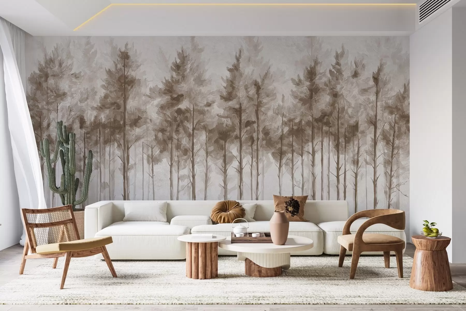 Fototapete Abstrakter gemalter Wald an der Wand w02005v1