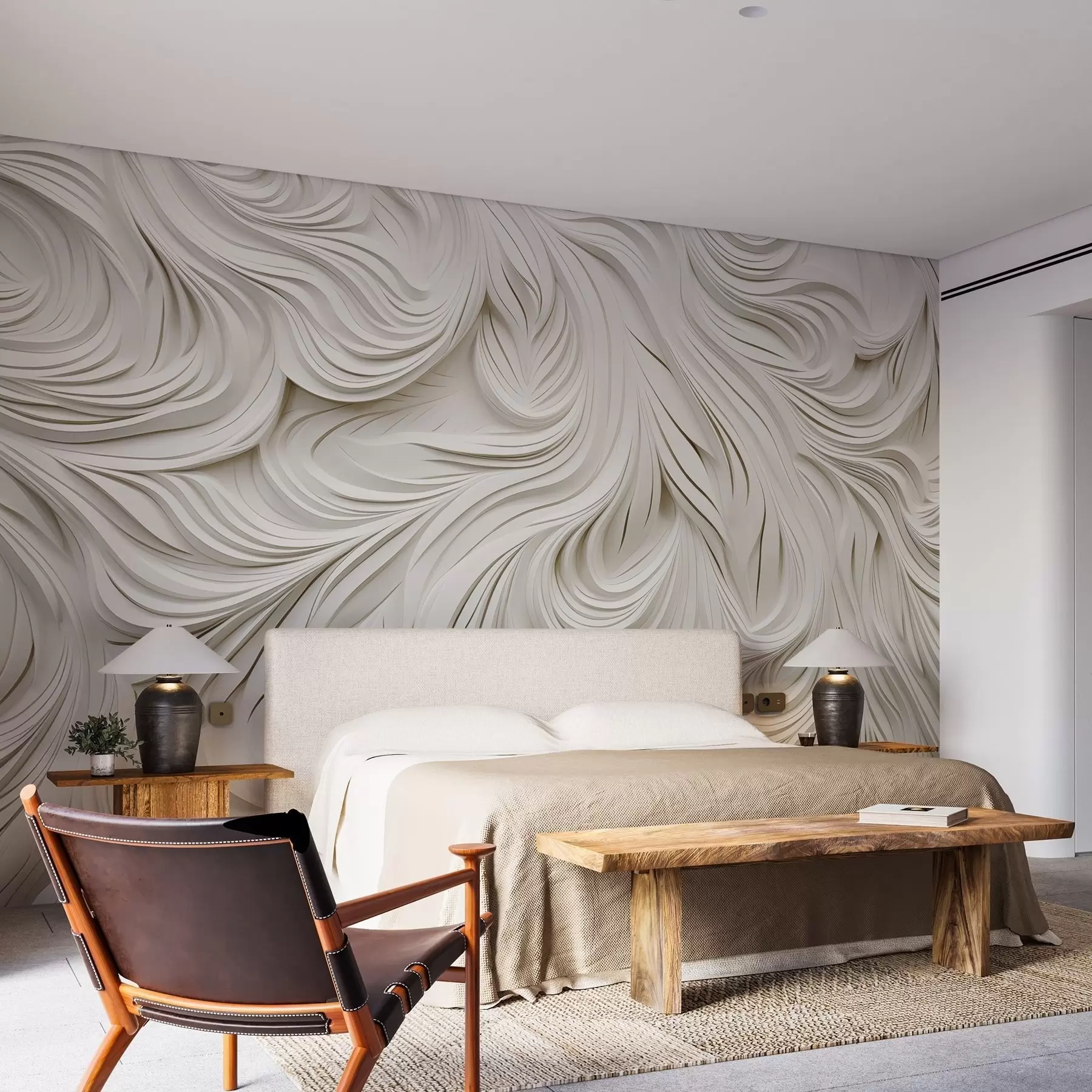 Fototapete Volumetrisches Muster an der Wand in hellen Farben w02010