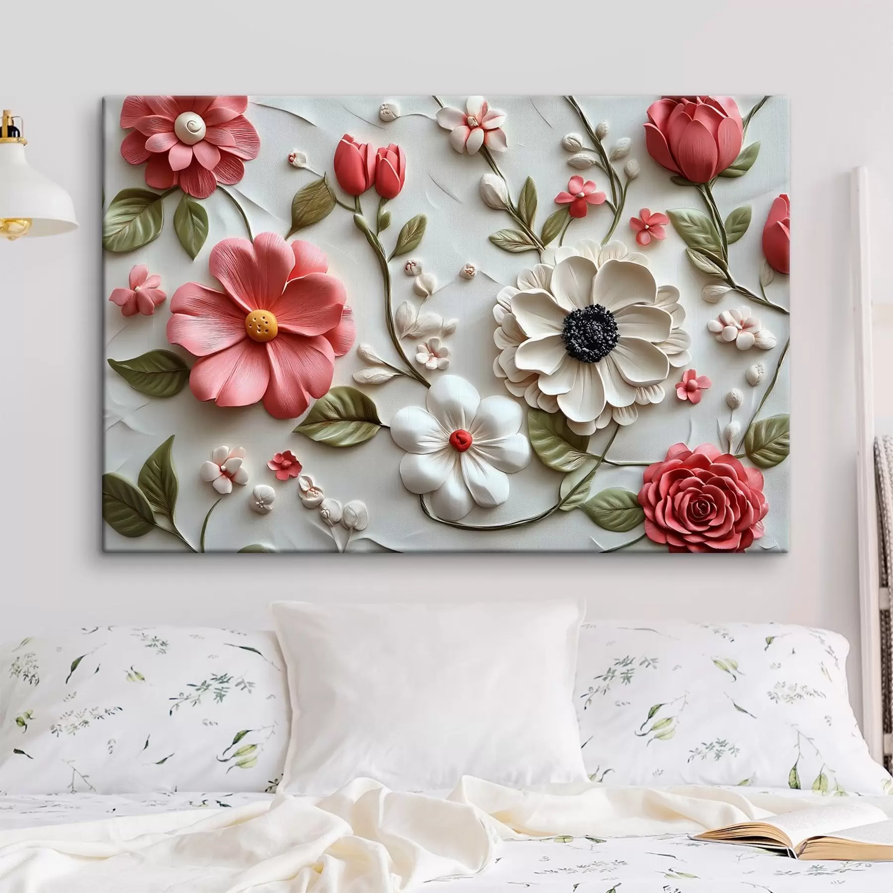 Fototapete 3D-Komposition von Blumen, Nachahmung von Gips s41868