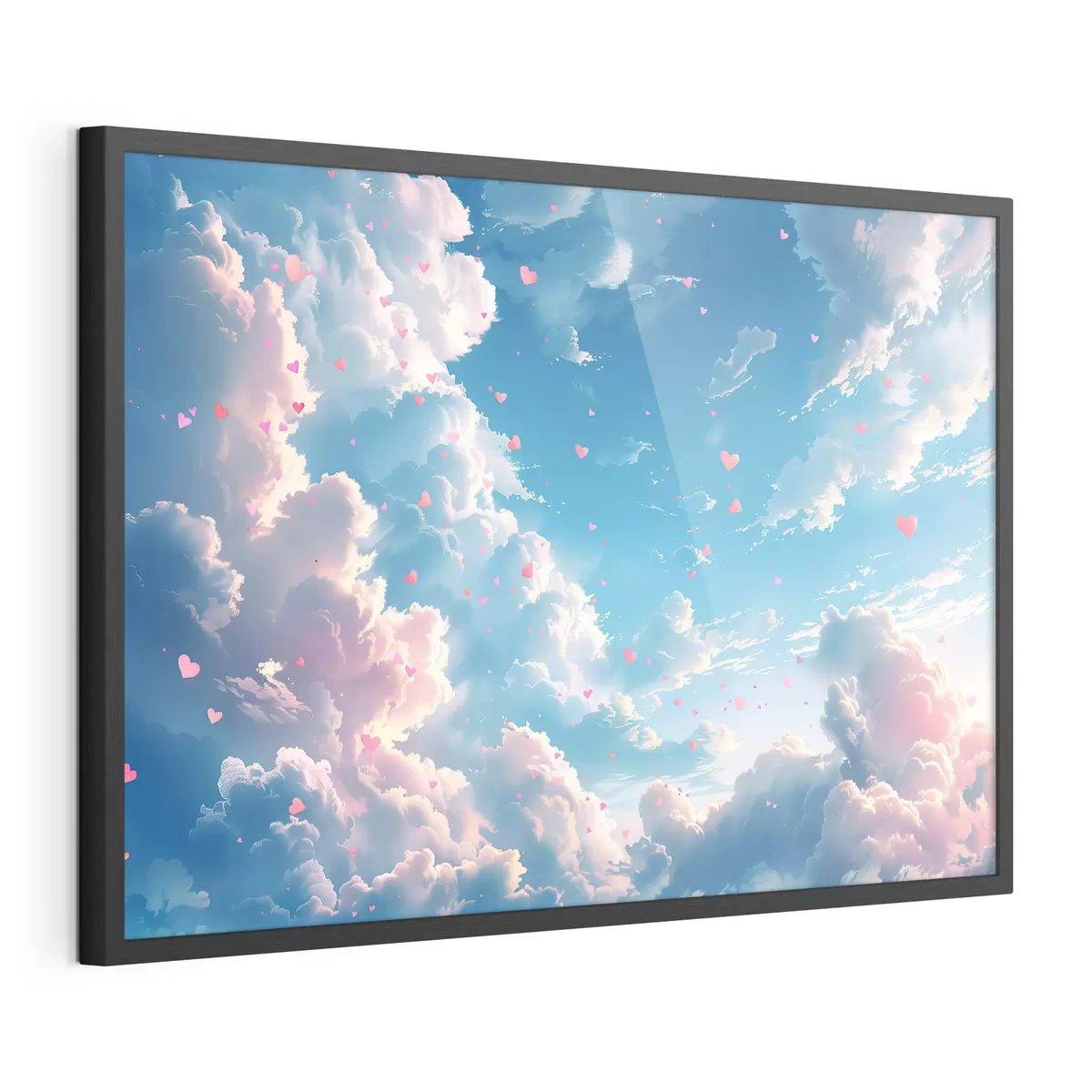 Poster Blauer Himmel mit Herzen im Anime-Stil f41864