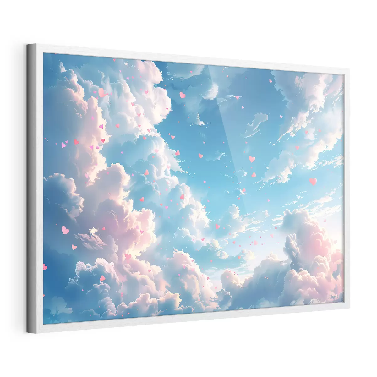 Poster Blauer Himmel mit Herzen im Anime-Stil f41864