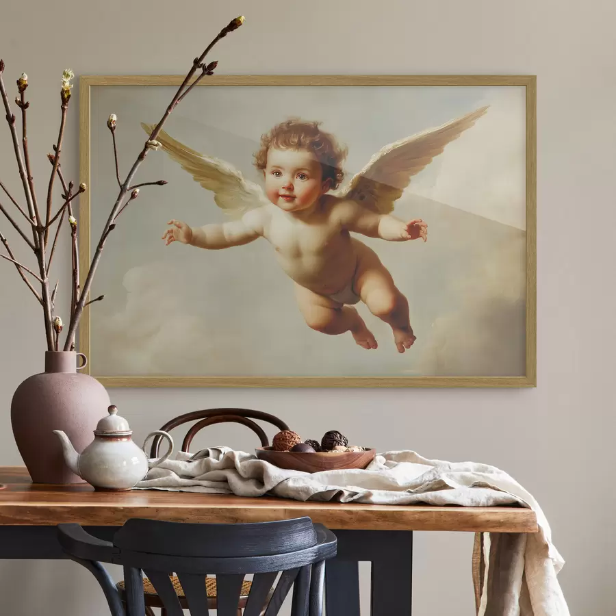 Fototapete Angelic Baby fliegen in der Luft in der Art der Malerei f41876
