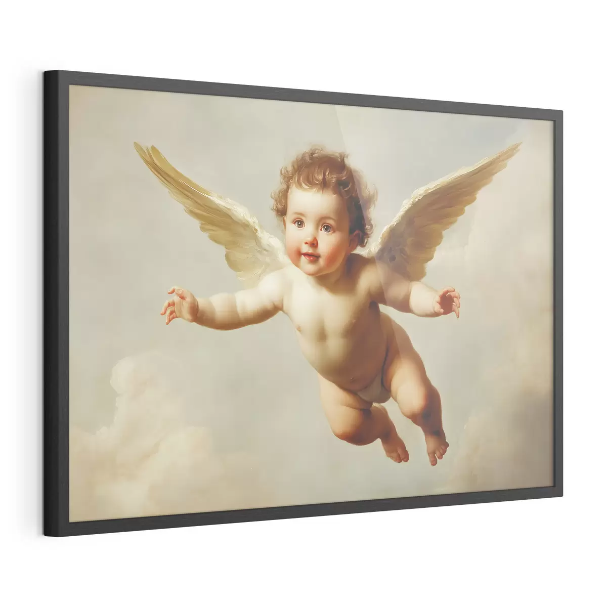 Poster Angelic Baby fliegen in der Luft in der Art der Malerei f41876