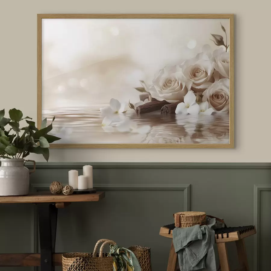 Fototapete Zarte beige Rosen am Meeresufer f41877