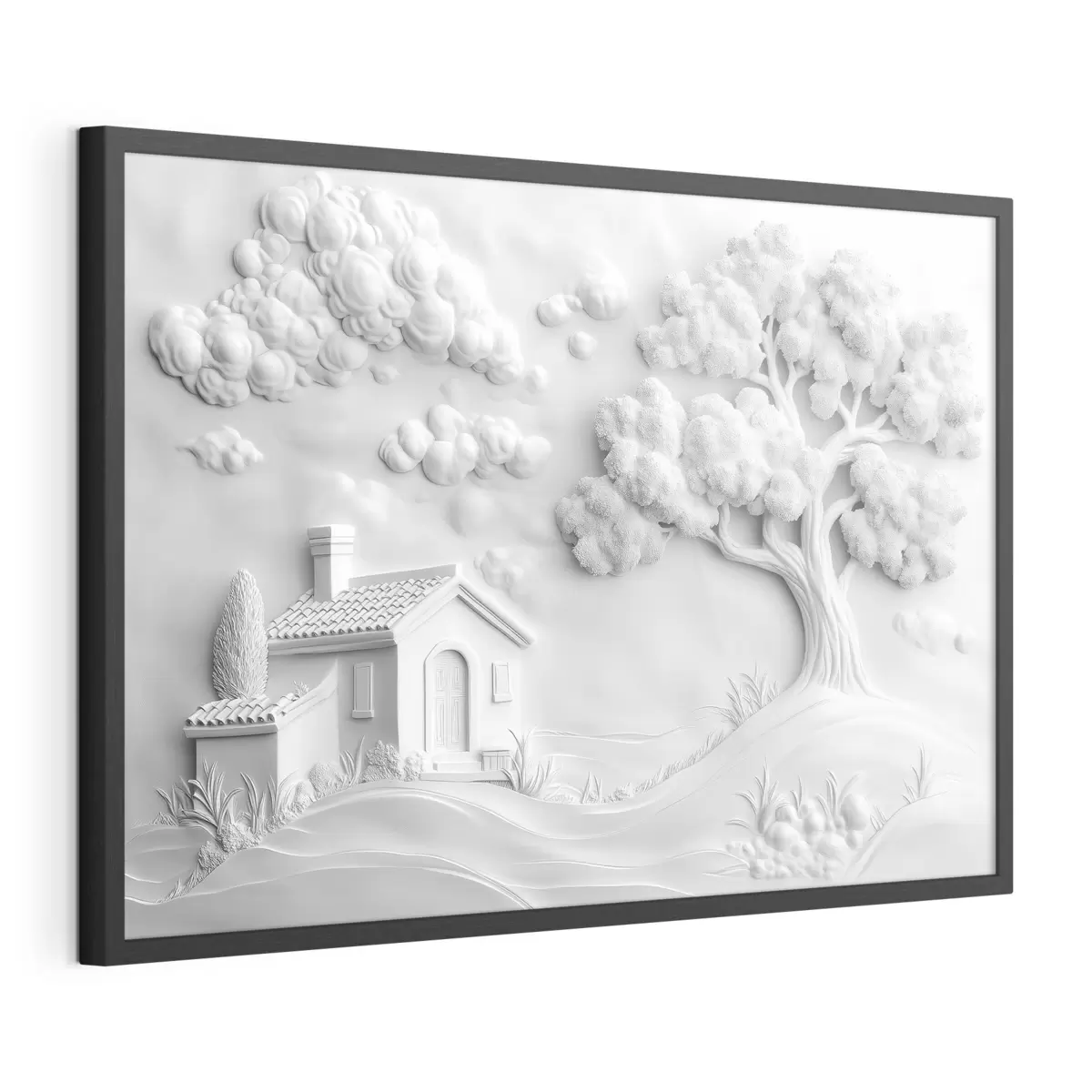 Poster 3D-Imitation des Stucks eines Hauses auf dem Dorf f41878