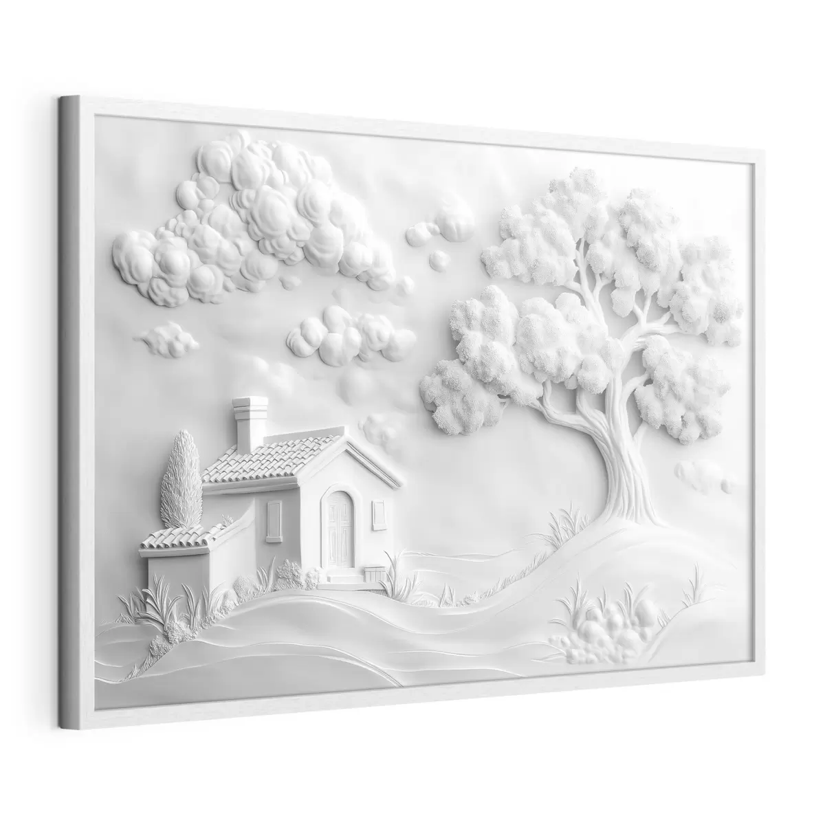 Poster 3D-Imitation des Stucks eines Hauses auf dem Dorf f41878