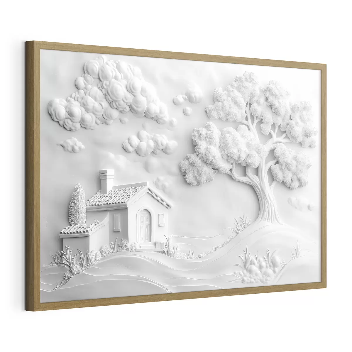 Poster 3D-Imitation des Stucks eines Hauses auf dem Dorf f41878