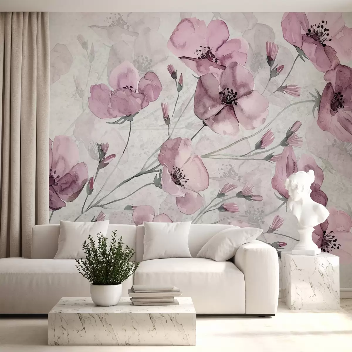 Fototapete Arrangement aus rosa Blumen w02393