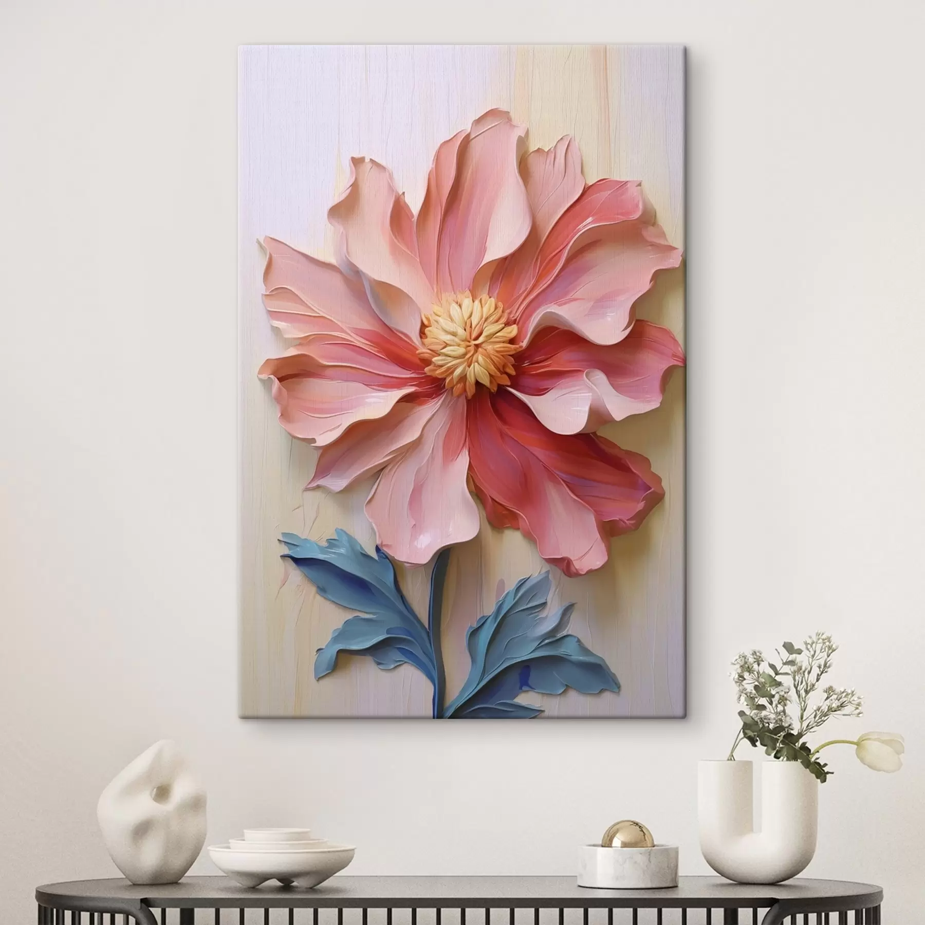 Fototapete Rosa Blume Nachahmung malen Striche s41941