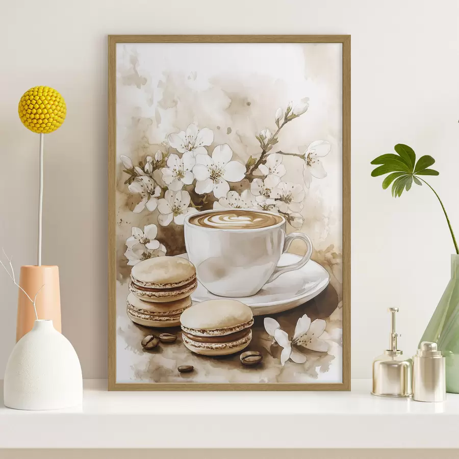 Fototapete Kaffee mit Macarons f41965
