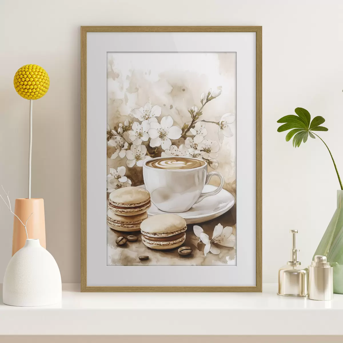 Poster Kaffee mit Macarons f41965