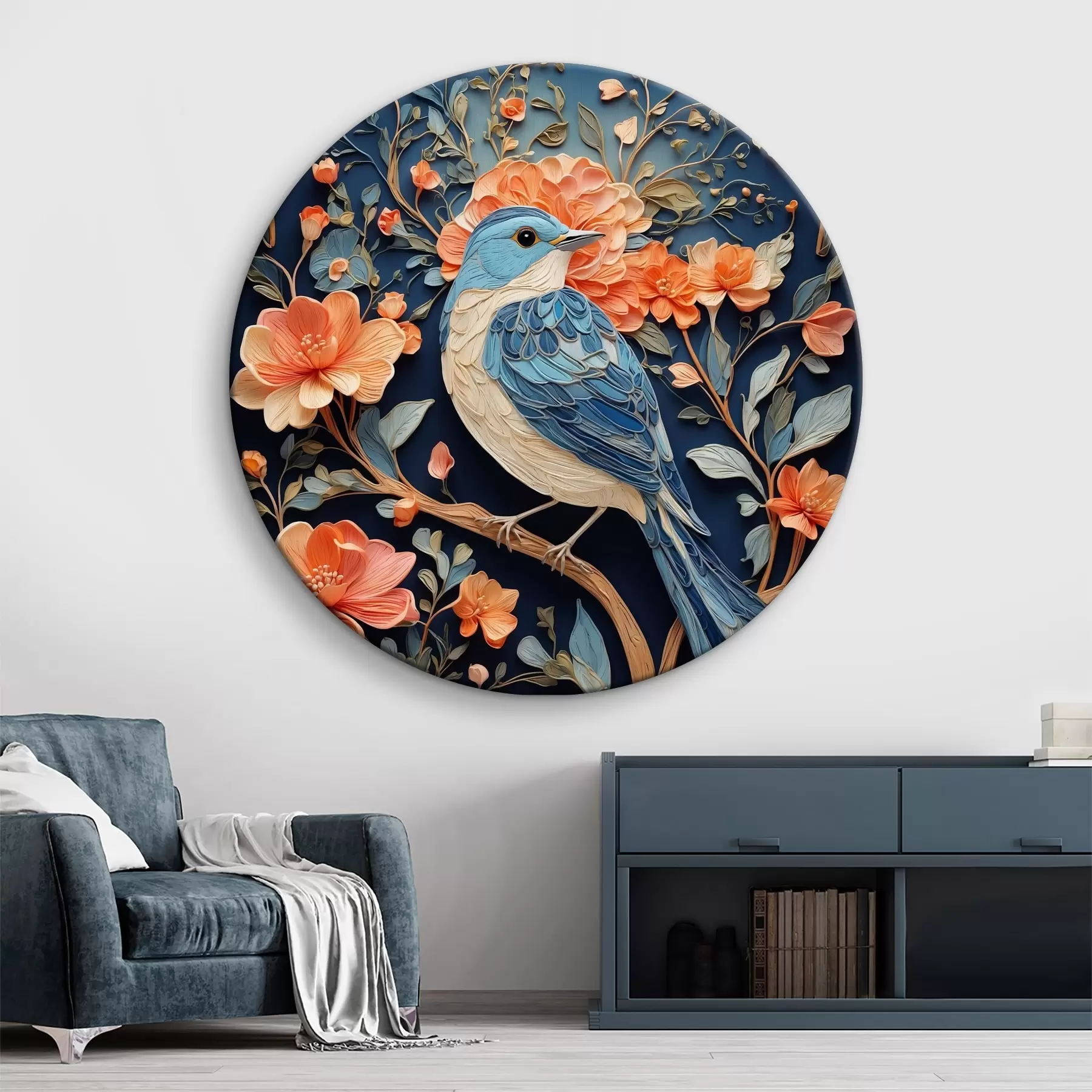Fototapete Ein Vogel in Blumen r38681