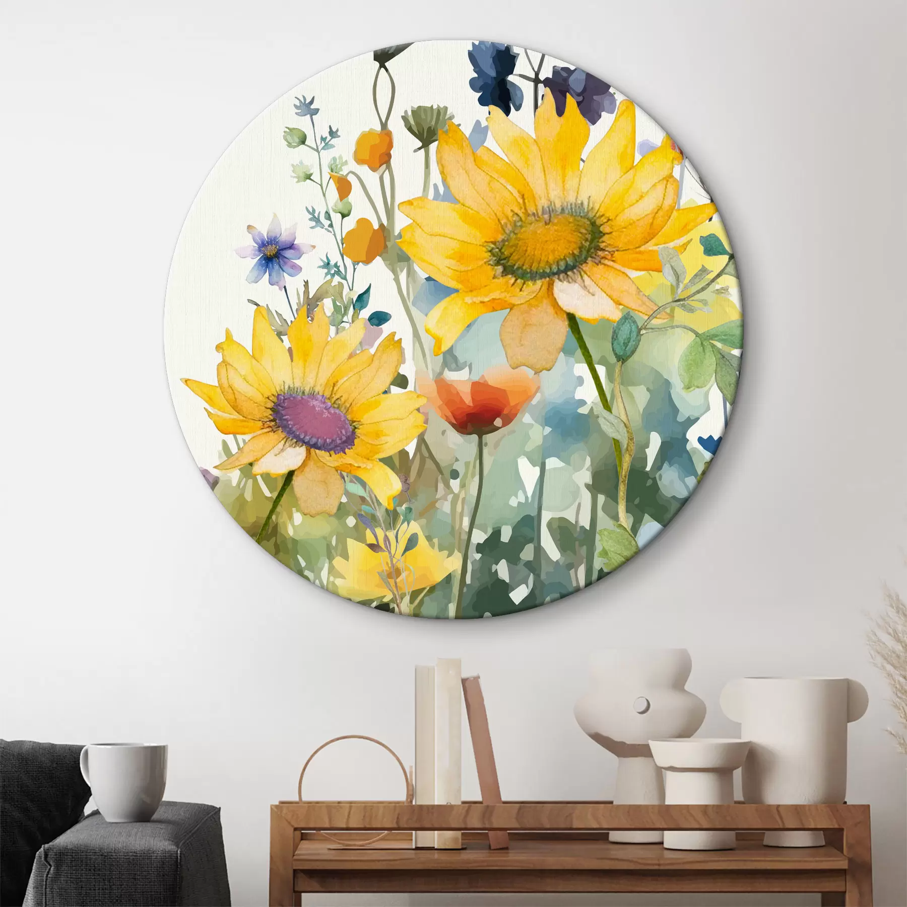 Fototapete Bunte Aquarell-Wildblumen r39338