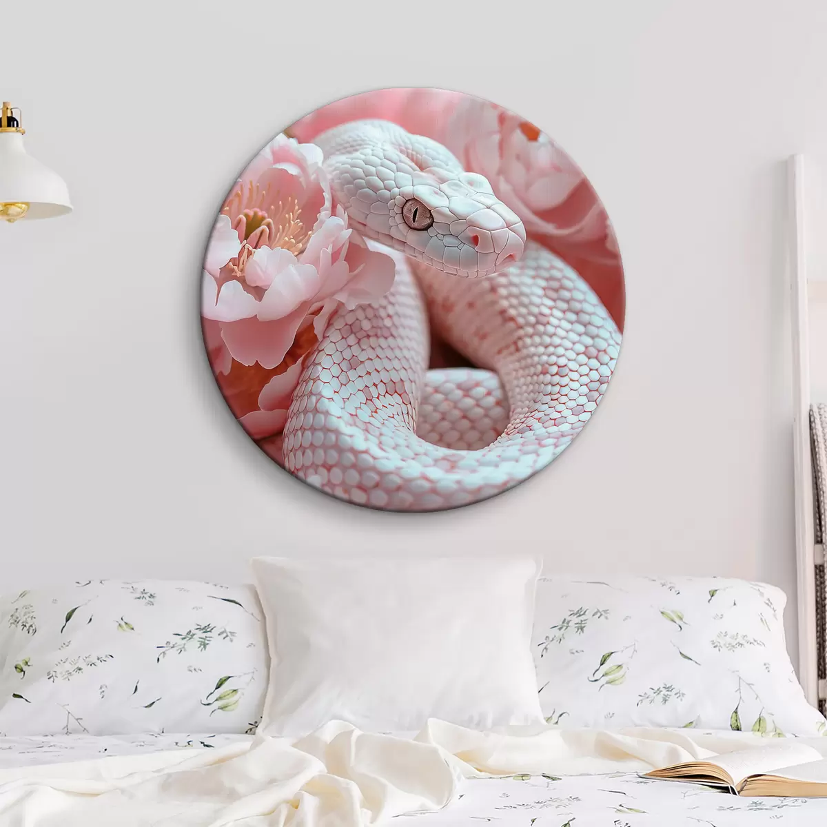 Runde Wandbilder Blumen, Schlange, rosa, blassrosa r39944