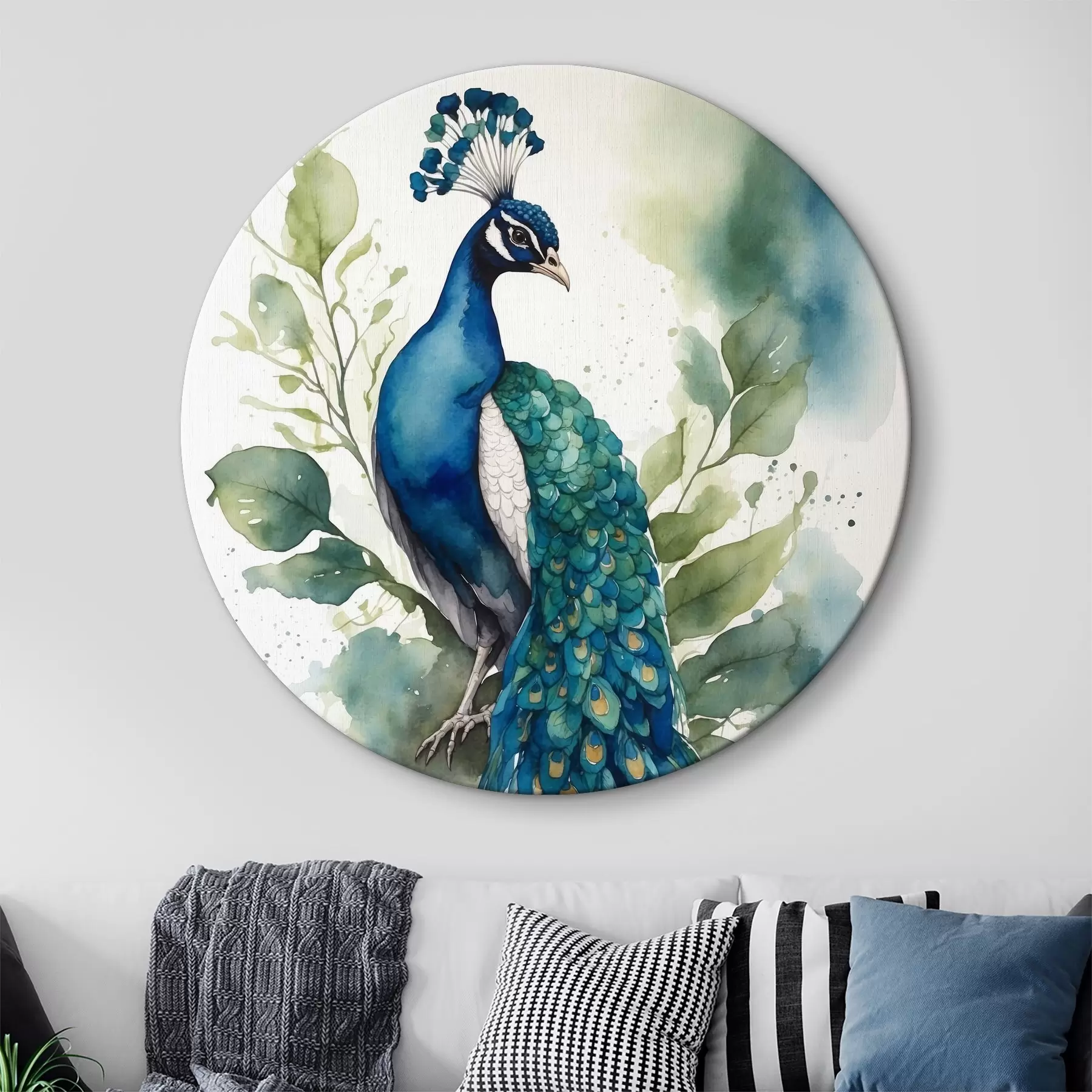Fototapete Pfau in Aquarell r38189