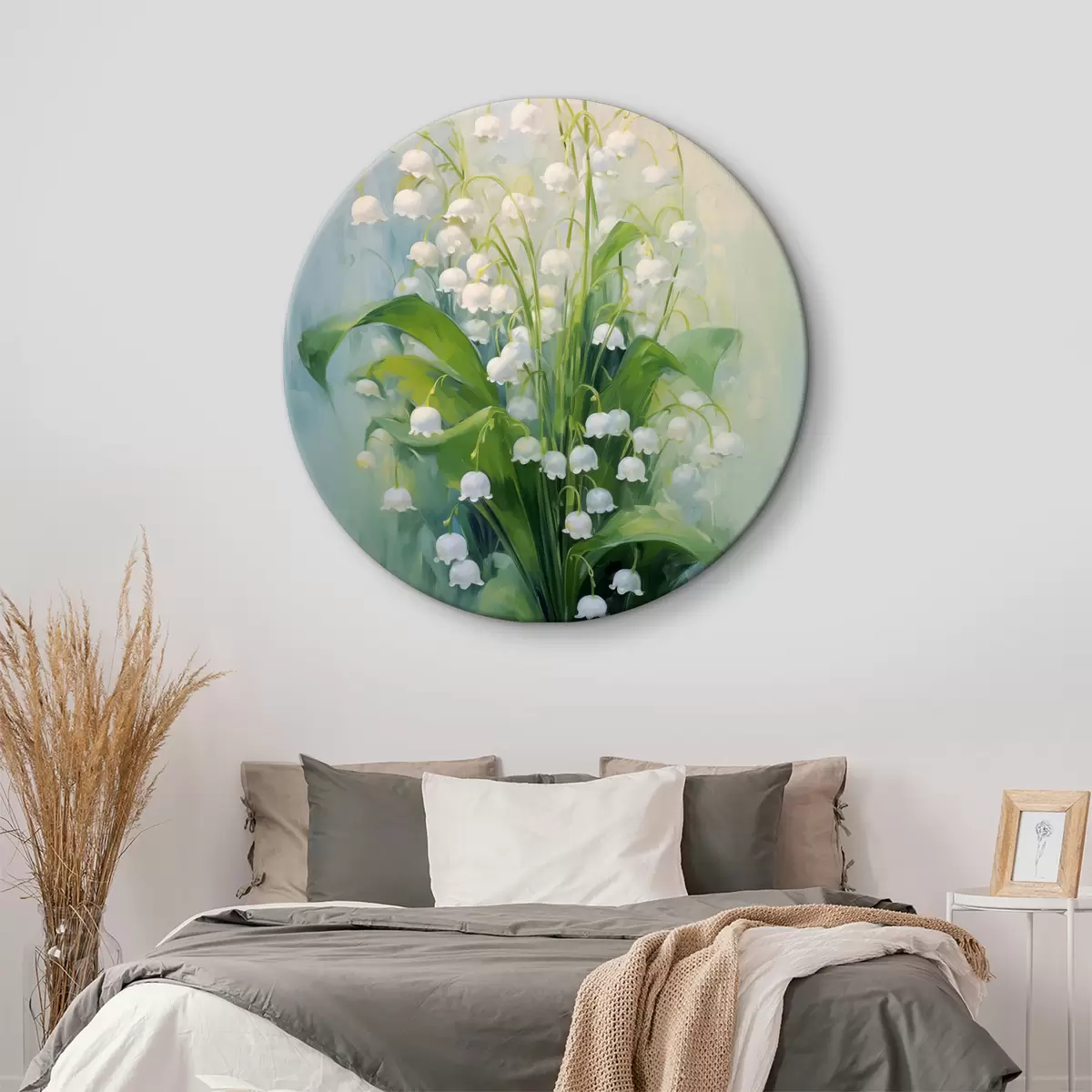 Runde Wandbilder Ölgemälde „Weiße Maiglöckchen“ r39827