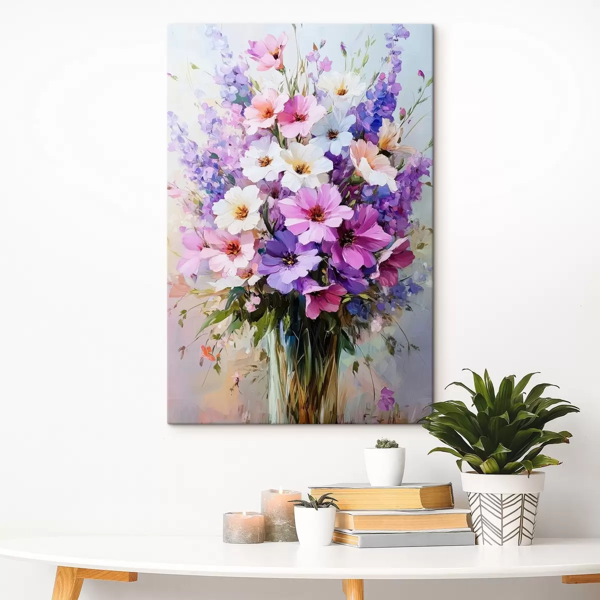 Fototapete lila und weiße Blumen in einer Vase s41999