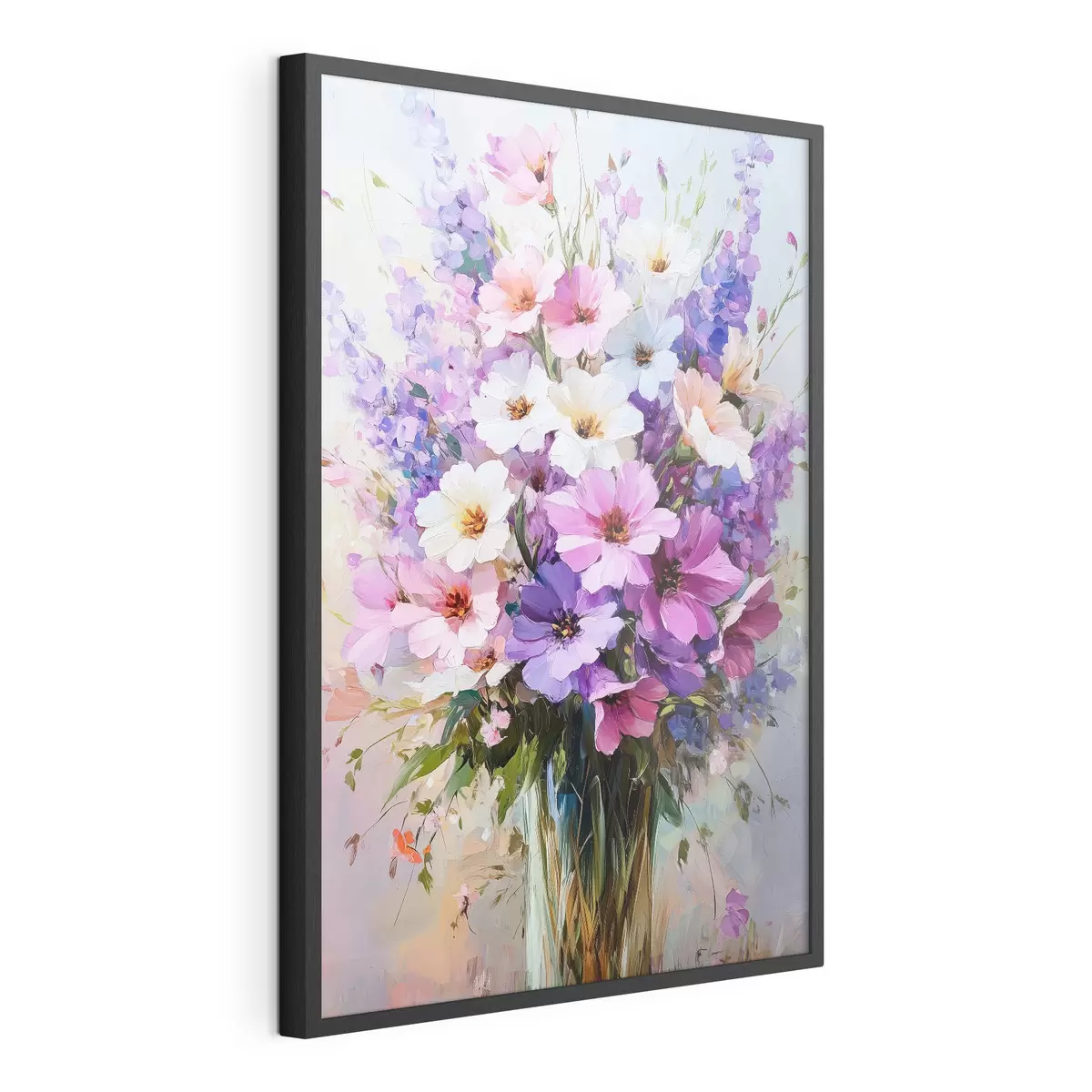 Poster lila und weiße Blumen in einer Vase f41999