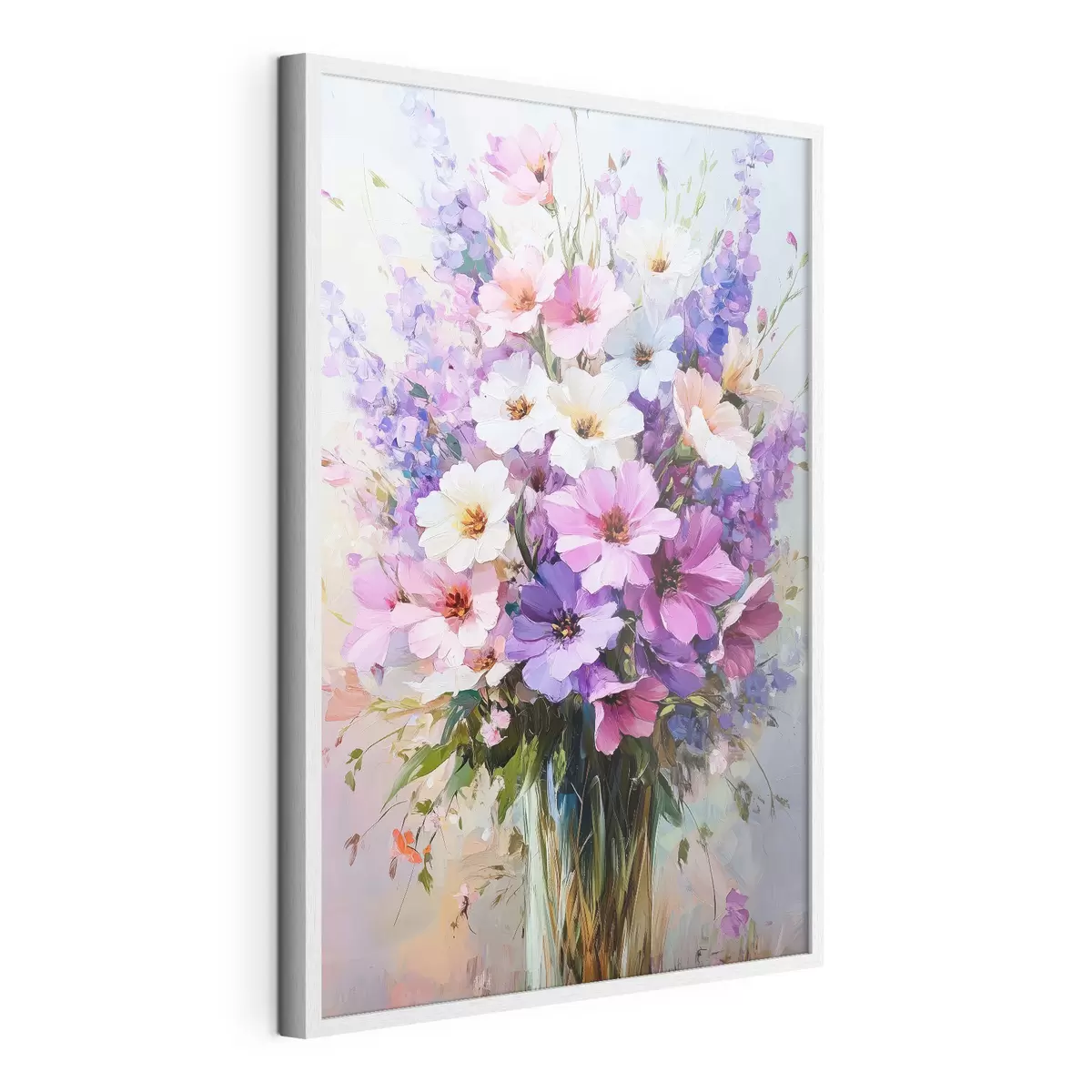 Poster lila und weiße Blumen in einer Vase f41999