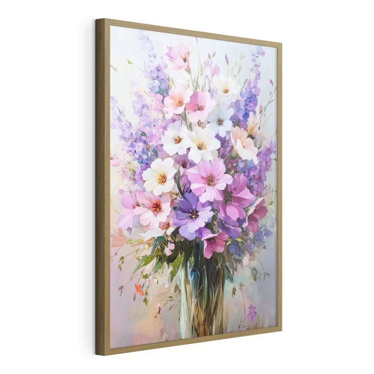 Poster lila und weiße Blumen in einer Vase f41999