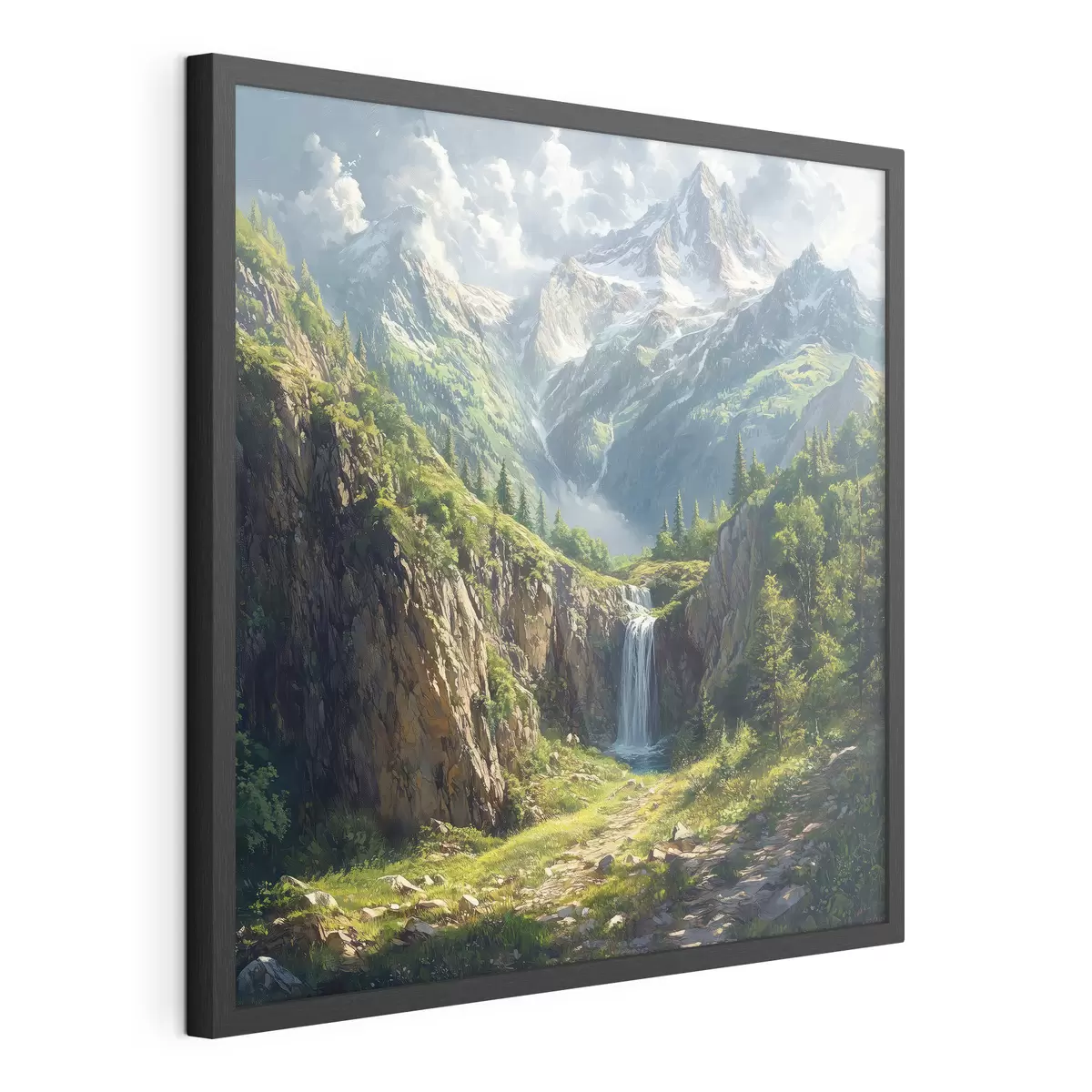 Poster berge und Wasserfall f42020