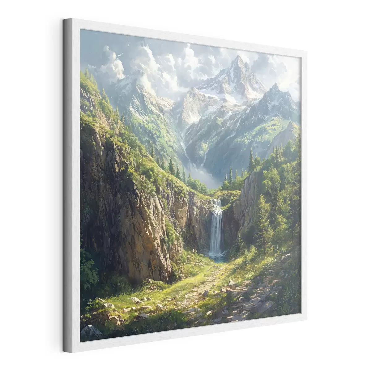 Poster berge und Wasserfall f42020