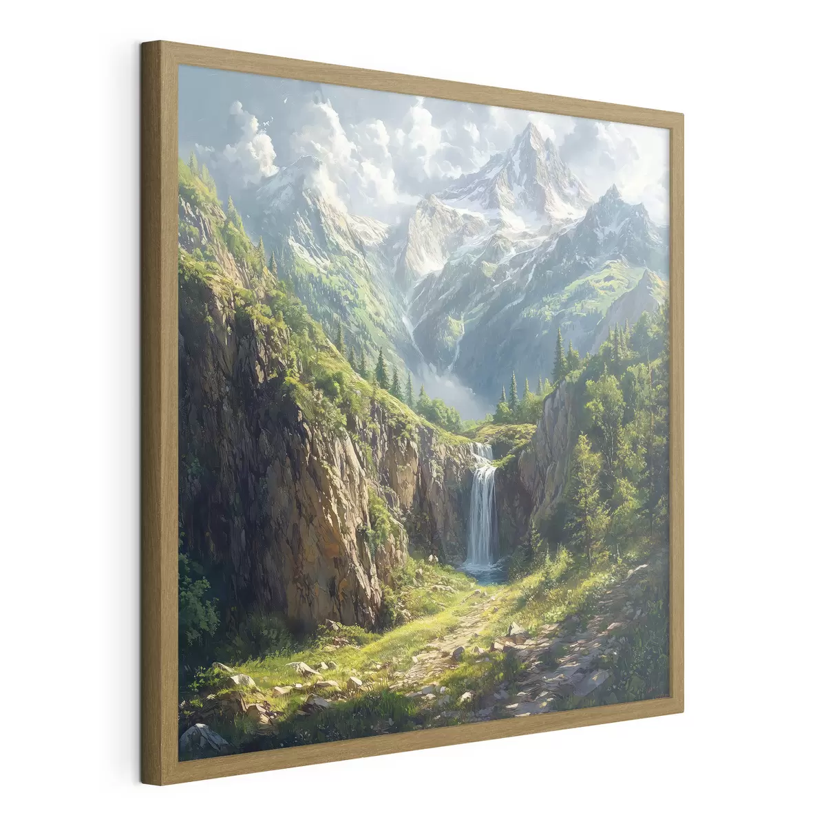 Poster berge und Wasserfall f42020