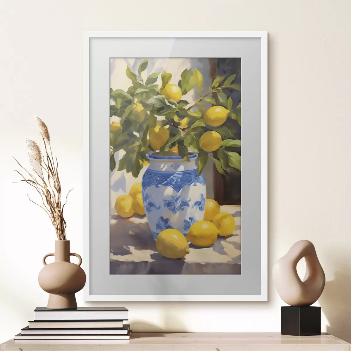 Poster Vase und Zitronen f41790